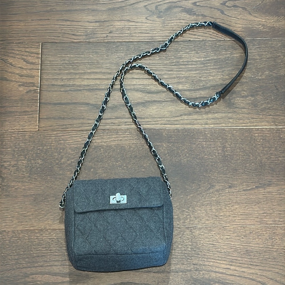 Neiman Marcus Collection Grey Quilted Crossbody Bag